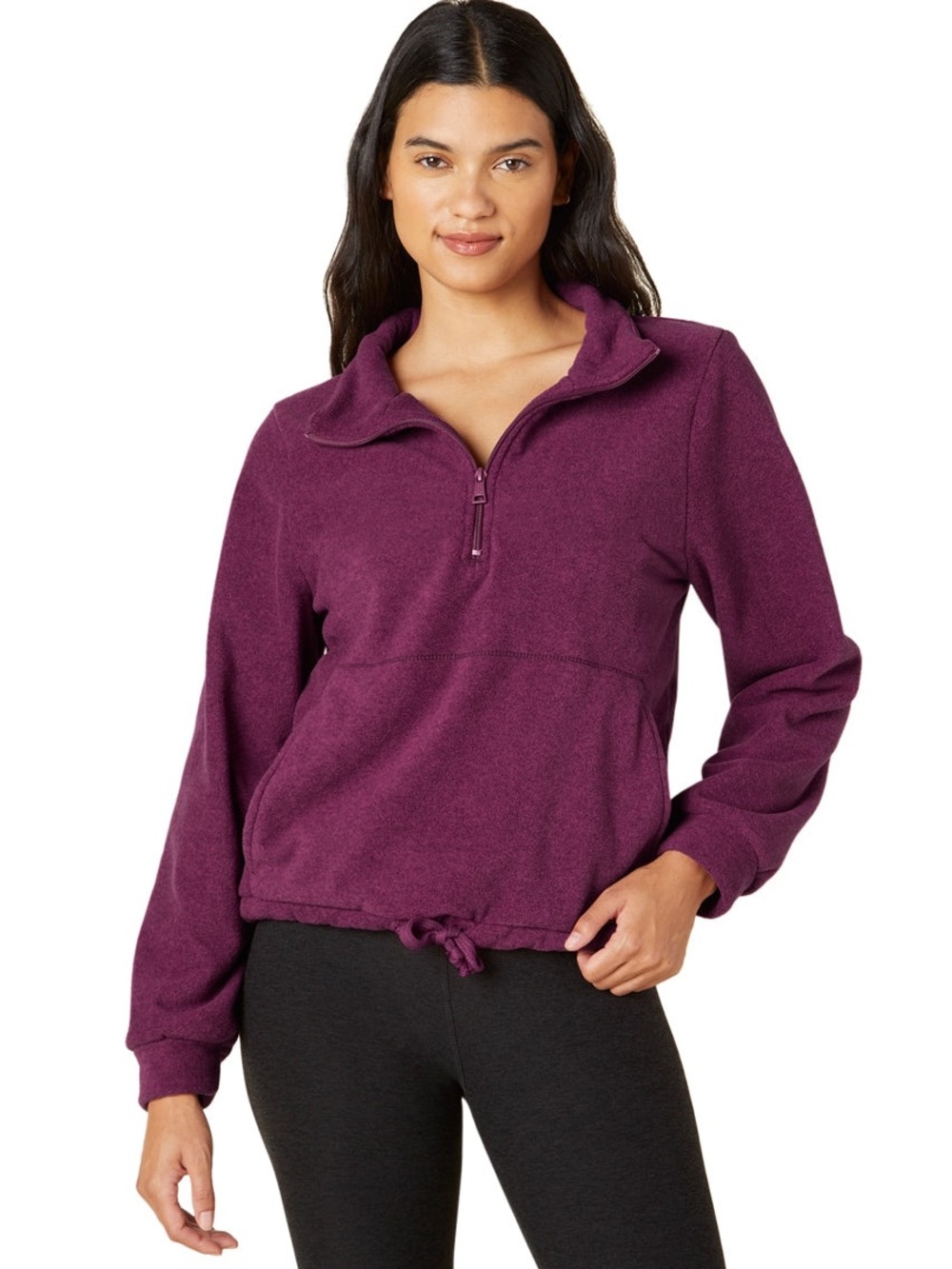 Beyond Yoga Heather Magenta Half-Zip Pullover